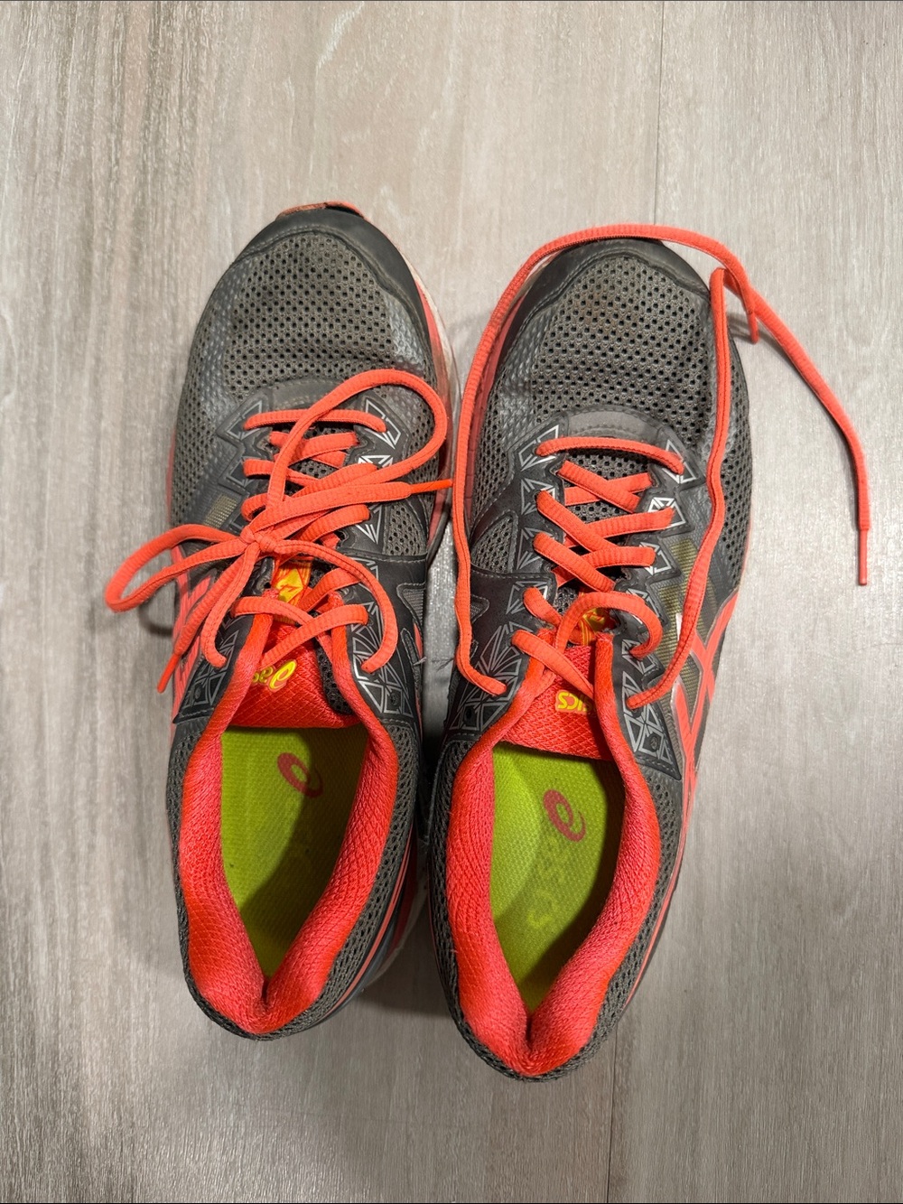 Asics Gray and Coral Athletic Sneakers